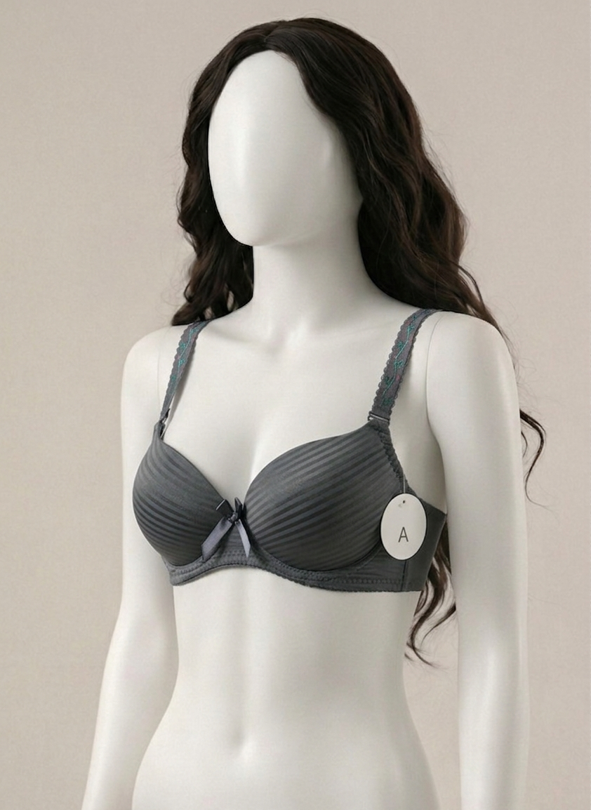 Whisper Premium Striped Wired Bra – Floral Strap Edition