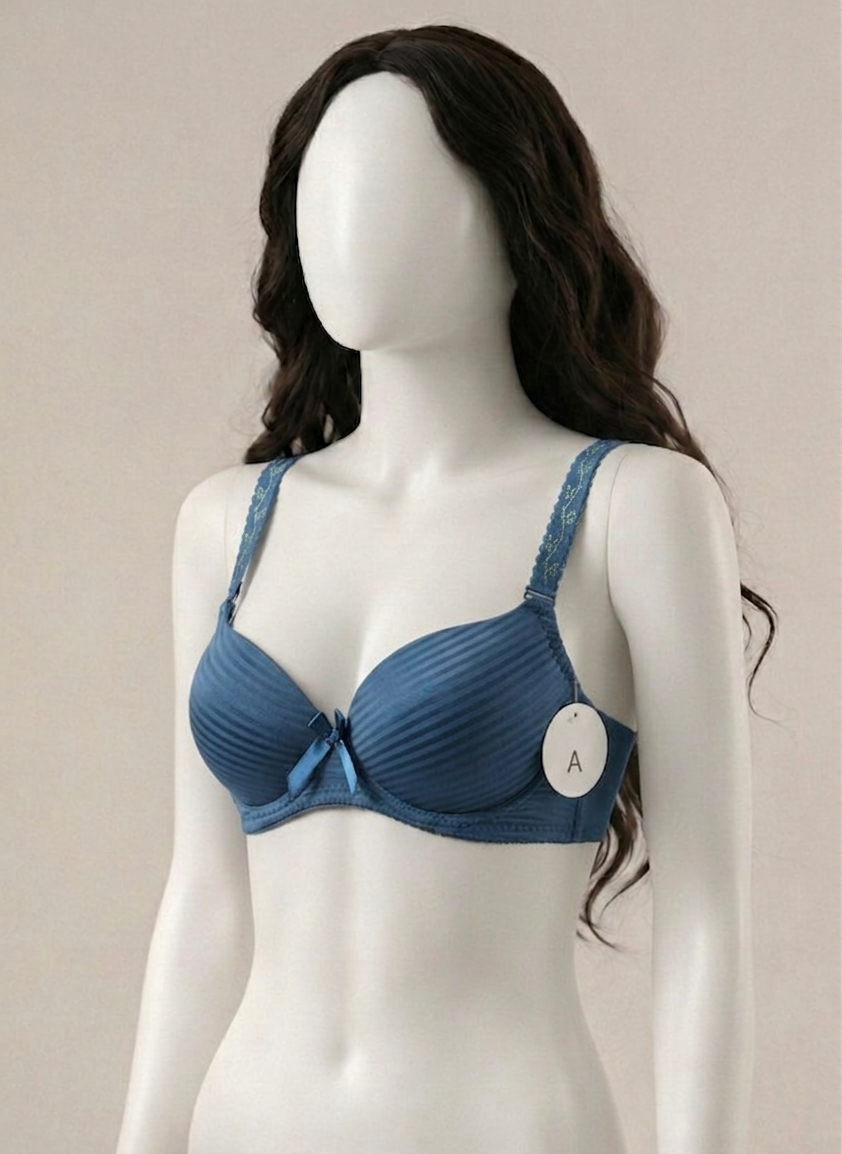 Whisper Premium Striped Wired Bra – Floral Strap Edition