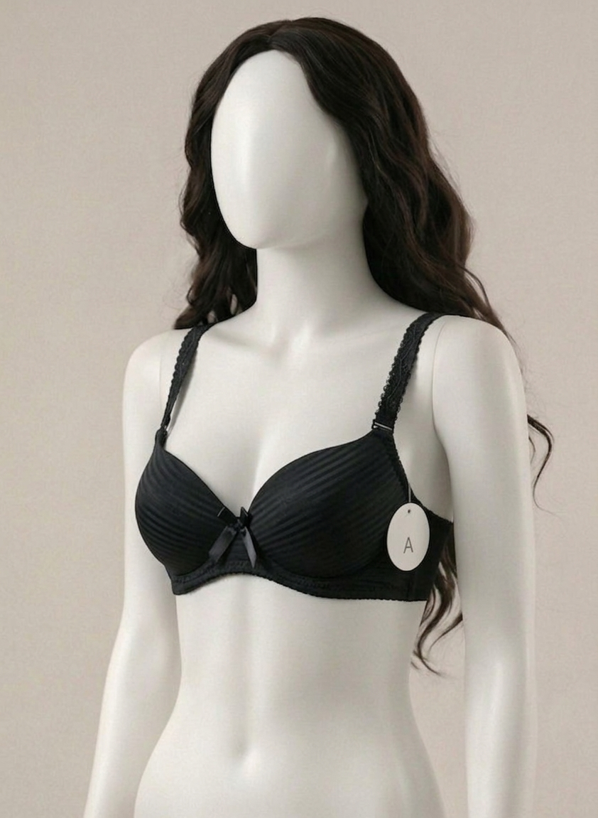 Whisper Premium Striped Wired Bra – Floral Strap Edition