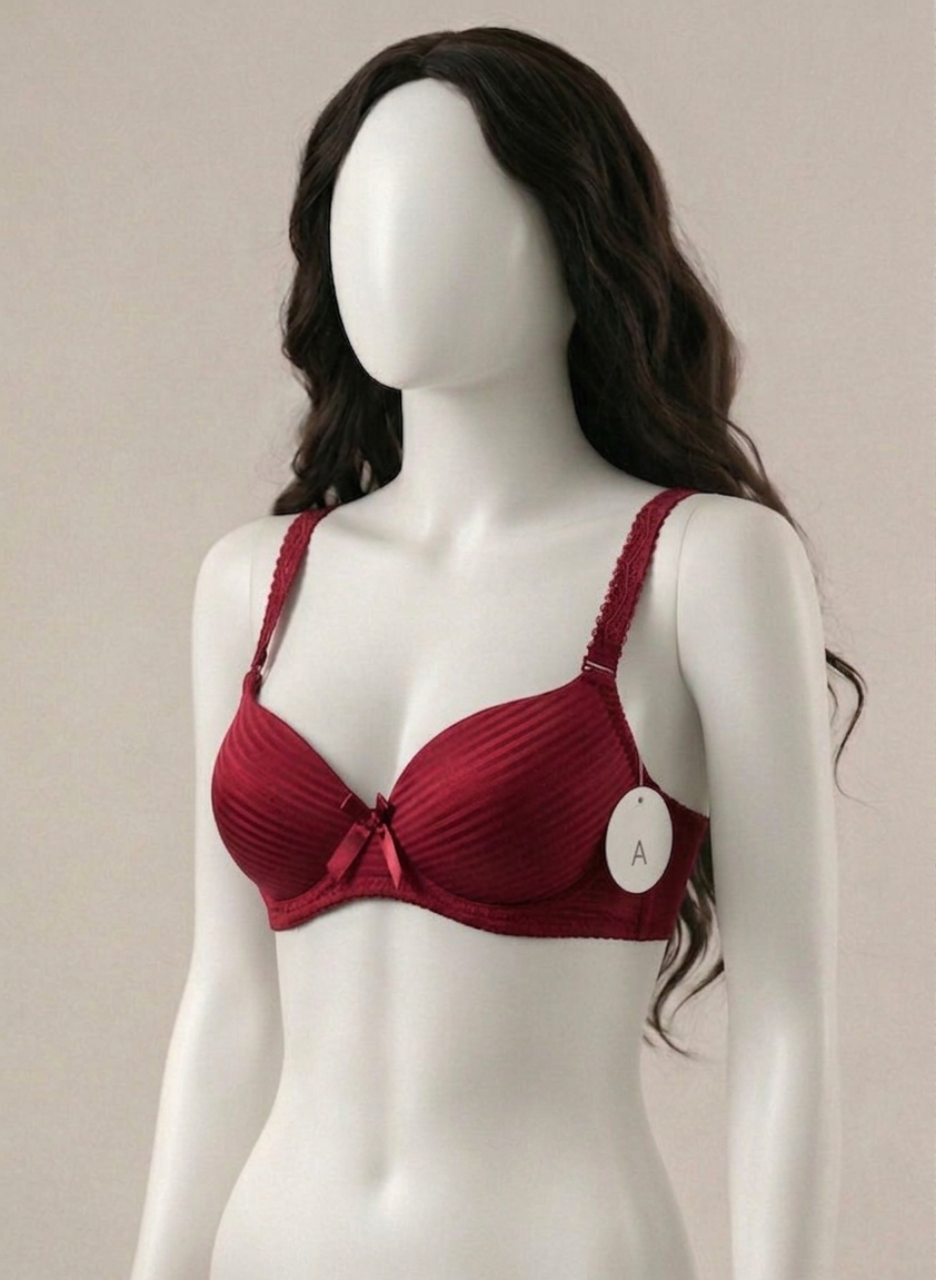 Whisper Premium Striped Wired Bra – Floral Strap Edition