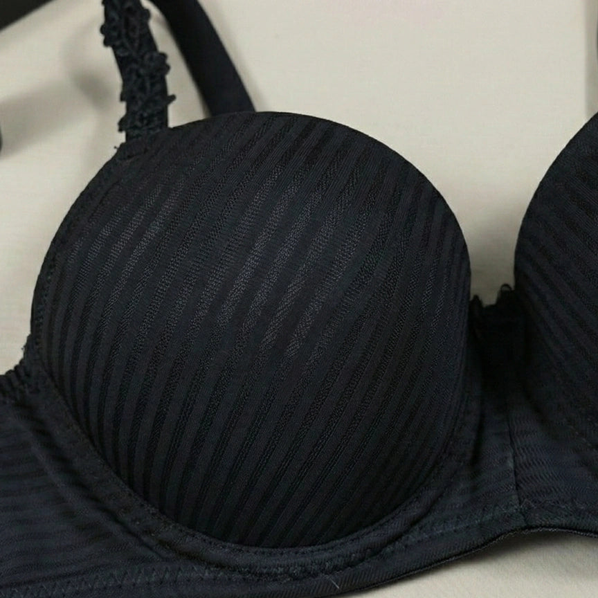 Whisper Premium Striped Wired Bra – Floral Strap Edition